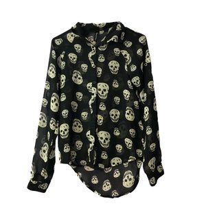 Fun & Flirt Skeleton Button Down Blouse